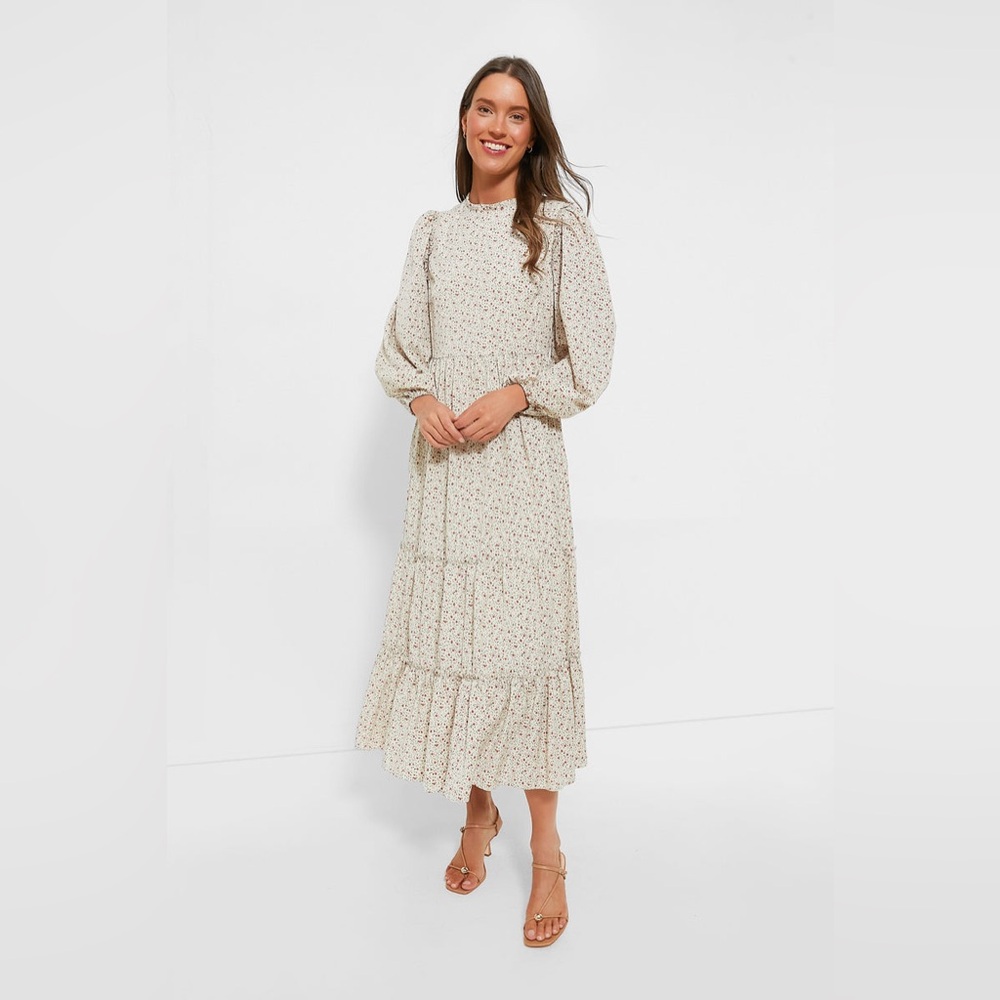 NWT Tuckernuck Hyacinth House Cream Floral Jesse Midi Dress Size Medium
